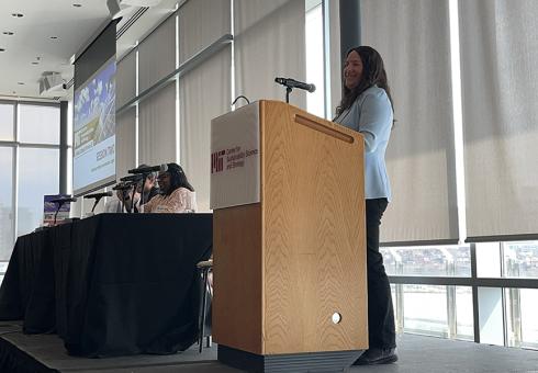 Jennifer Morris moderating a panel at the 48th Global Change Forum in March 2026 (Photo by Jamie Bartholomay)