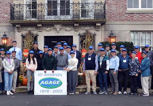 AGAGE scientists, collaborators and invited guests from research institutions around the world—many representing dozens more researchers at their home institutions—at the ALE/GAGE/AGAGE network’s 45th anniversary conference on October 8-13 at the MIT Endicott House (Photo by Mark Dwortzan)