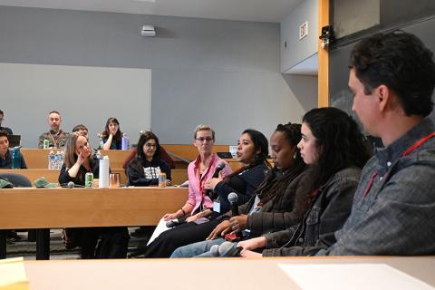 The “Advancing Urban Agriculture in a Changing Climate: Voices from Greater Boston’s Growing Spaces” session was moderated by Kate Brown and featured speakers Sabrina Pilet-Jones, Urban Farm Manager, Haley House; Cecilia Del Cid, Director of Food Justice & Youth Programs, GreenRoots; Olivia Golden, Urban Agriculture Educator, UMass Extension; and Matthew Ellison, Urban Farming Institute. (Photo by Laura Frye-Levine)